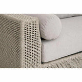 Tropez Outdoor 90" Sofa Taupe Rope Pumice Gray Teak-Outdoor Sofas & Loveseats-Essentials For Living-LOOMLAN