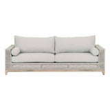 Tropez Outdoor 90" Sofa Taupe Rope Pumice Gray Teak-Outdoor Sofas & Loveseats-Essentials For Living-LOOMLAN