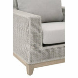 Tropez Outdoor Lounge Chair Taupe White Rope Teak Base Outdoor Accent Chairs LOOMLAN By Essentials For Living