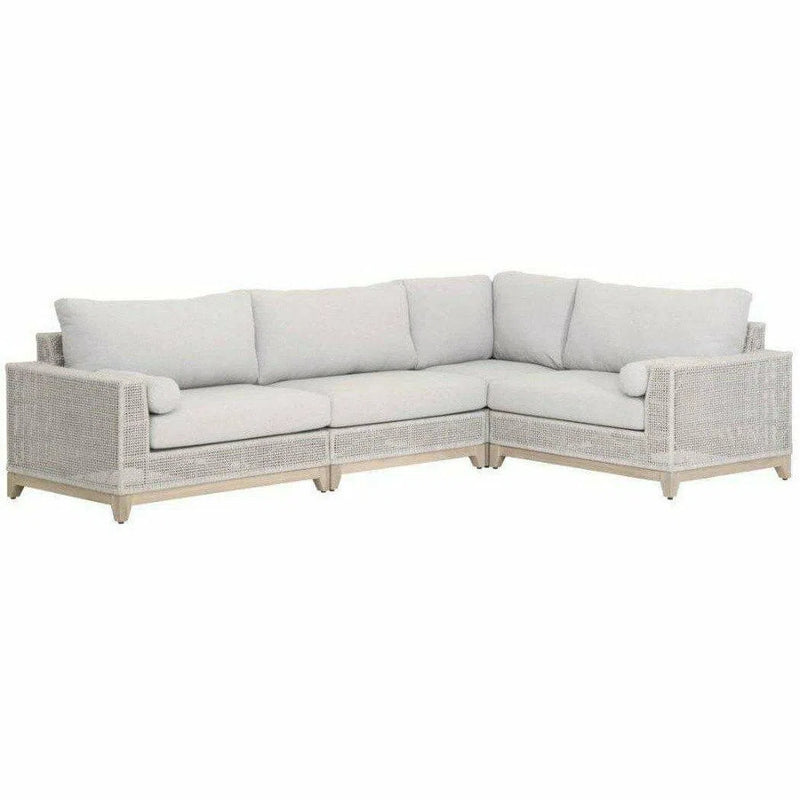 Tropez Outdoor Modular Right Facing 1-Arm Sofa Taupe Rope & Teak Outdoor Modulars LOOMLAN By Essentials For Living