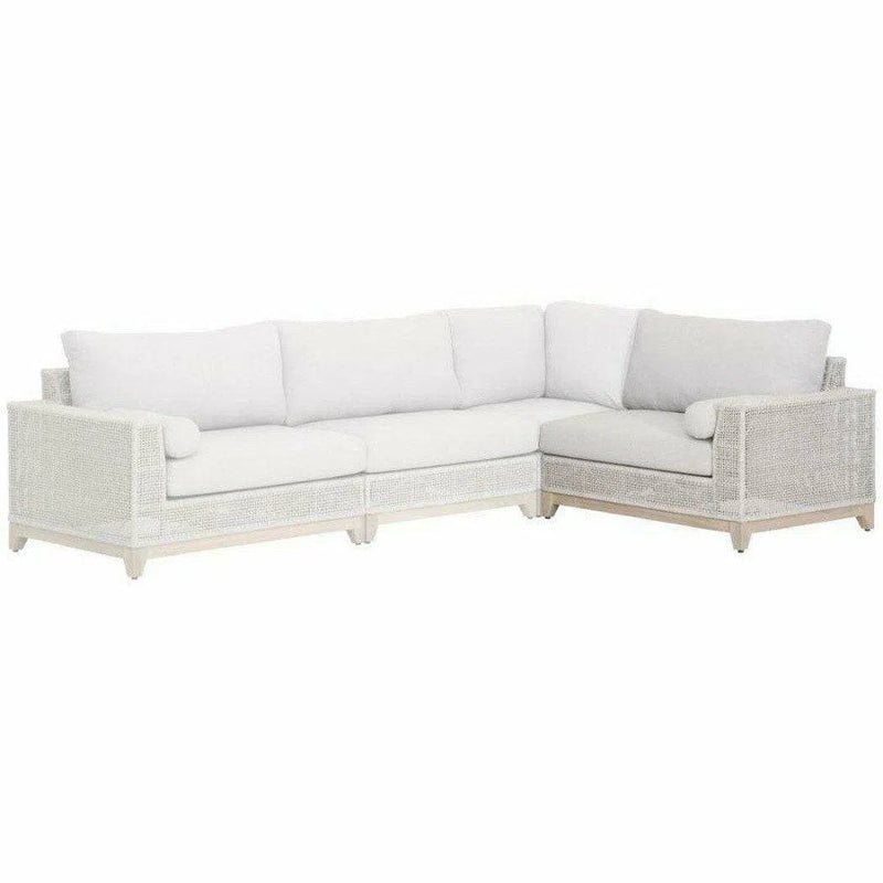 Tropez Outdoor Modular Right Facing 1-Arm Sofa Taupe Rope & Teak Outdoor Modulars LOOMLAN By Essentials For Living