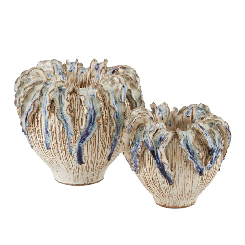 Tropical Crown Textured Finish Ceramic Vase-Vases & Jars-Currey & Co-LOOMLAN