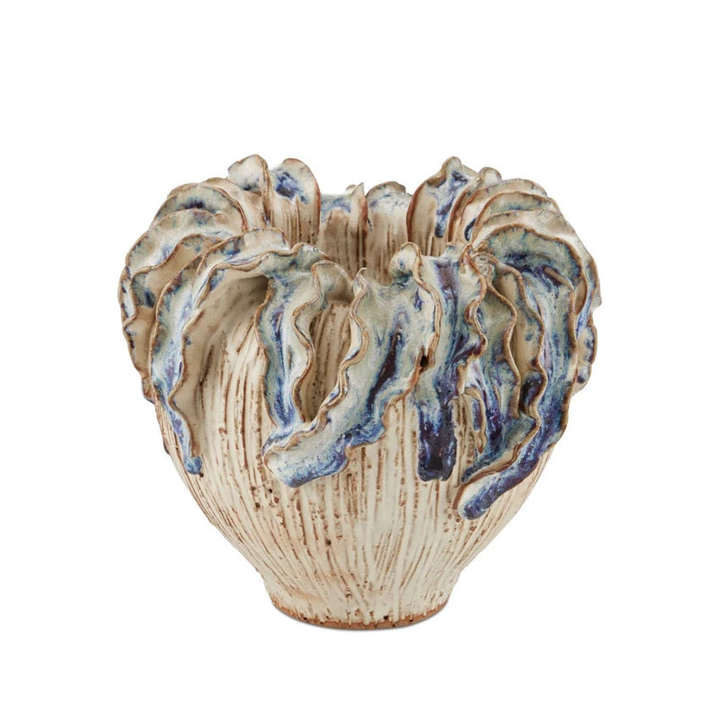 Tropical Crown Textured Finish Ceramic Vase-Vases & Jars-Currey & Co-Small-LOOMLAN