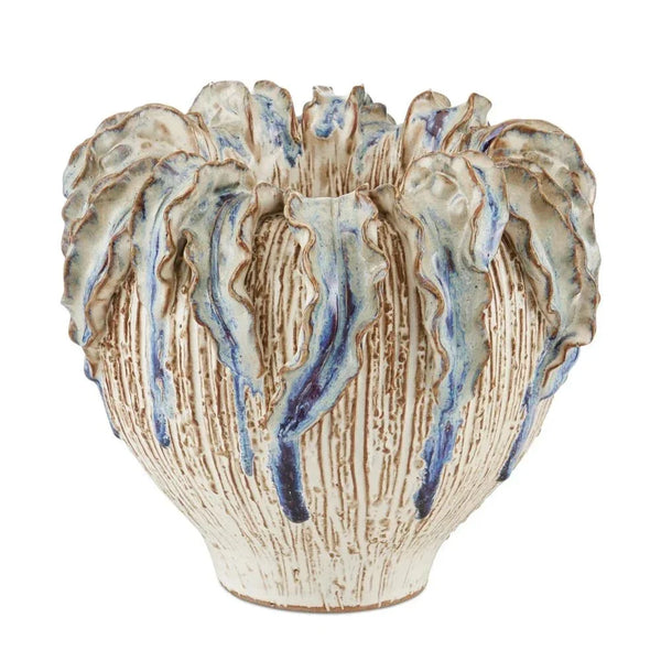Tropical Crown Textured Finish Ceramic Vase - LOOMLAN - Currey & Co - Vases & Jars