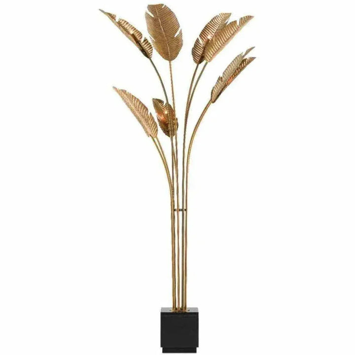 Tropical Grande Gold Floor Lamp-Floor Lamps-Currey & Co-LOOMLAN