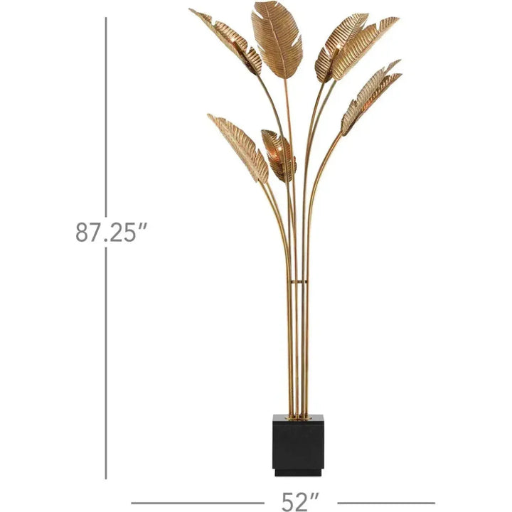 Tropical Grande Gold Floor Lamp-Floor Lamps-Currey & Co-LOOMLAN