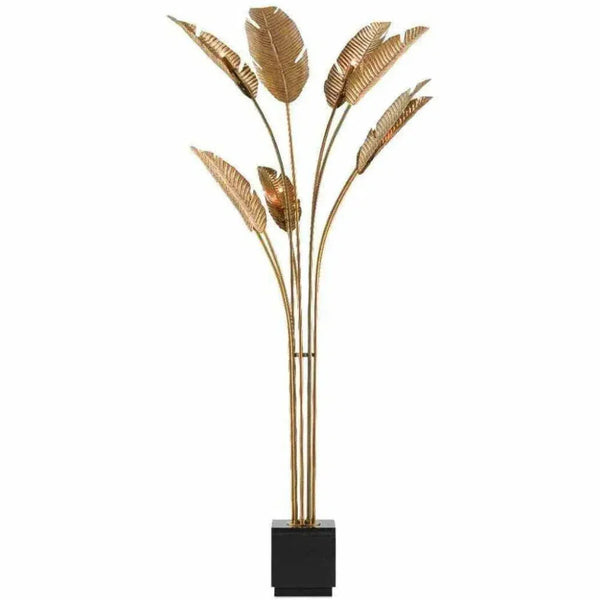 Tropical Grande Gold Floor Lamp-Floor Lamps-Currey & Co-LOOMLAN