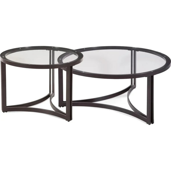 Trucco Metal & Black Round Nesting Cocktail Table - LOOMLAN - Bassett Mirror - Coffee Tables