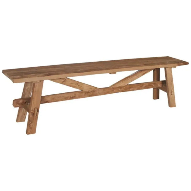 Tucker Natural Wooden Outdoor Bench-Dining Benches-Artesia-65" W-LOOMLAN