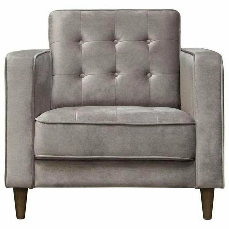 Tufted Chair in Champagne Grey Velvet Club Chairs LOOMLAN By Diamond Sofa
