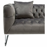 Tufted Sofa in Dusk Grey Velvet Metal Leg & Trim Sofas & Loveseats LOOMLAN By Diamond Sofa