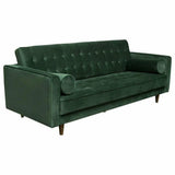 Tufted Sofa in Hunter Green Velvet with -2 Bolster Pillows Sofas & Loveseats LOOMLAN By Diamond Sofa