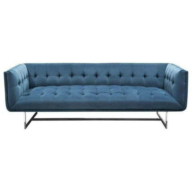 Tufted Sofa in Royal Blue Velvet with Metal Leg Sofas & Loveseats LOOMLAN By Diamond Sofa