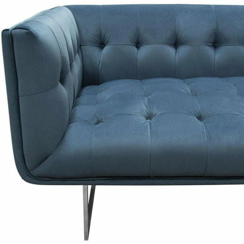 Tufted Sofa in Royal Blue Velvet with Metal Leg Sofas & Loveseats LOOMLAN By Diamond Sofa