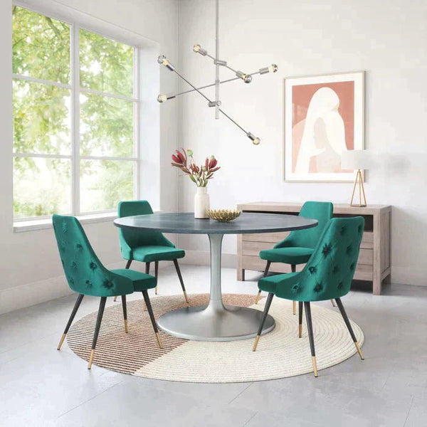 Tufted Velvet Green Dining Chair (Set of 2) Modern Dining Dining Chairs LOOMLAN By Zuo Modern