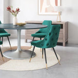 Tufted Velvet Green Dining Chair (Set of 2) Modern Dining Dining Chairs LOOMLAN By Zuo Modern