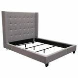 Tufted Wing Eastern King Bed in Light Grey