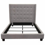 Tufted Wing Eastern King Bed in Light Grey Button Tufted Fabric Beds LOOMLAN By Diamond Sofa