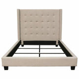 Tufted Wing Eastern King Bed in Sand Button Tufted Fabric Beds LOOMLAN By Diamond Sofa