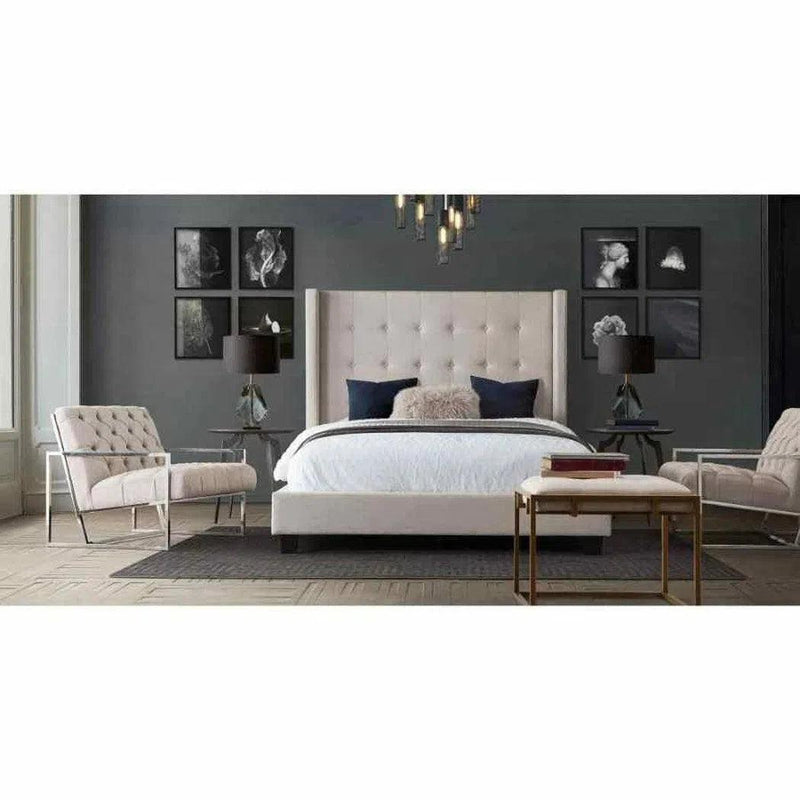 Tufted Wingback Low Profile Bed Frame-Beds-Diamond Sofa-LOOMLAN