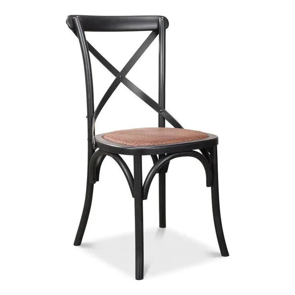 Tuileries Wood d Armless Dining Chair 2PC-Dining Chairs-Sarreid-Black-LOOMLAN