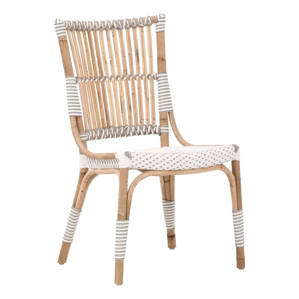Tulum Dining Chair Set of 2 White & Stone Binding Rattan Dining Chairs LOOMLAN By Essentials For Living