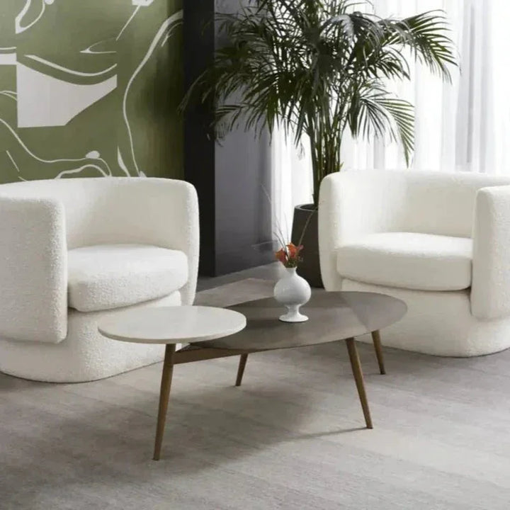 Tuner Iron Topped Oval Coffee Table - LOOMLAN - SUNPAN - Coffee Tables