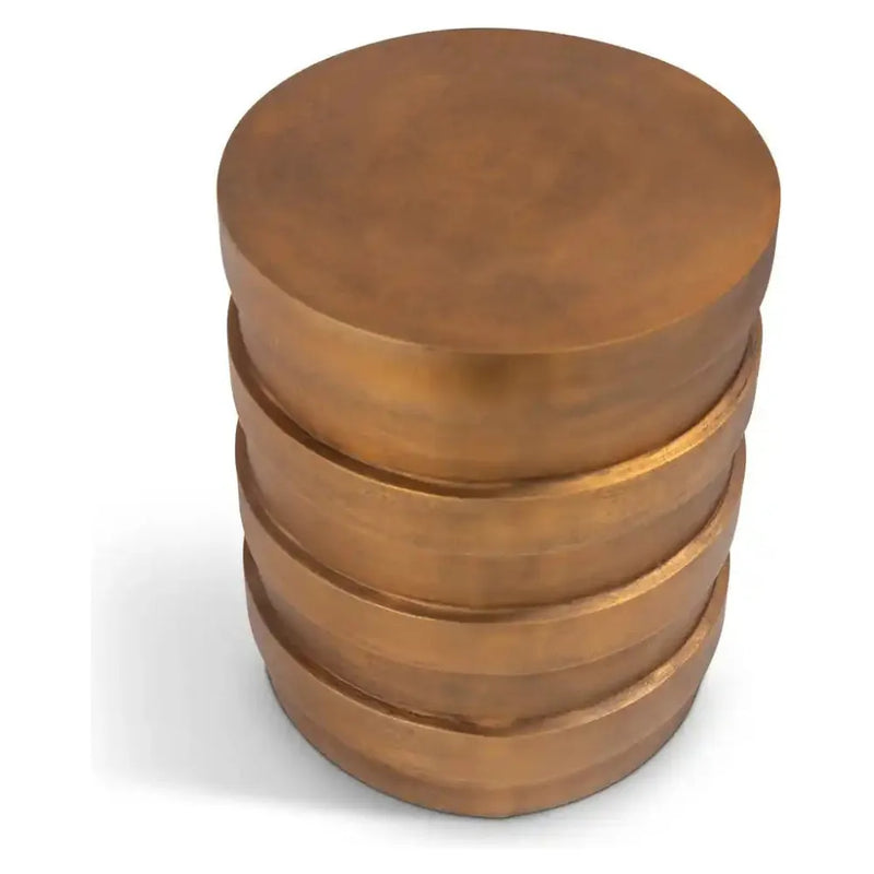 Turin Reclaimed Aluminum Made Accent Stool-Poufs and Stools-Urbia-LOOMLAN