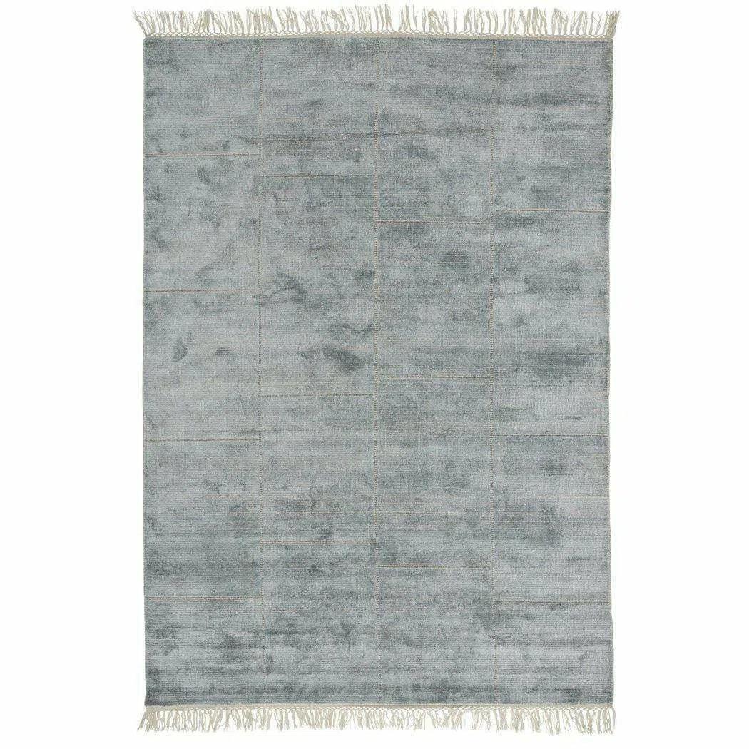 Turquoise Blue Grey Solid Handmade Wool Rug