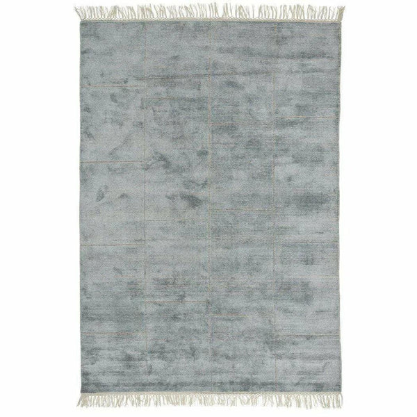 Turquoise Blue Grey Solid Handmade Wool Rug