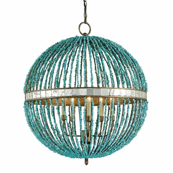 Turquoise Cupertino Antique Alberto Orb Chandelier Chandeliers LOOMLAN By Currey & Co