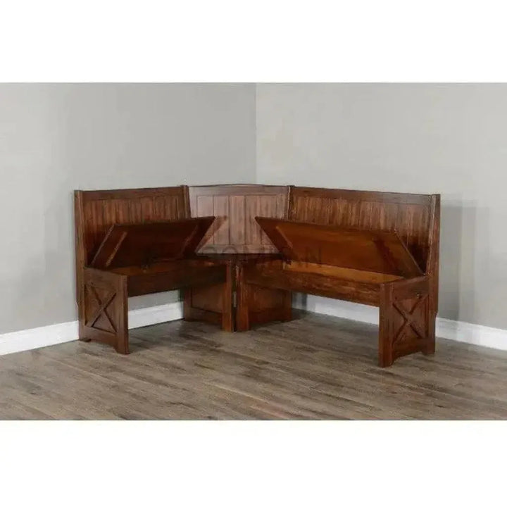 Tuscany Wooden Breakfast Nook Set With Storage Bench-Dining Table Sets-Sunny D-LOOMLAN