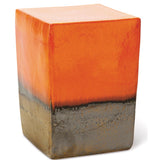 Two Glaze Square Cube Set of Two - Tuscan Orange Outdoor Stools-Poufs and Stools-Seasonal Living-LOOMLAN