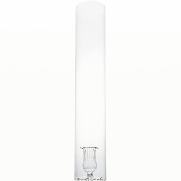 Two Piece Clear Glass Candleholder with Cylinder 4PC