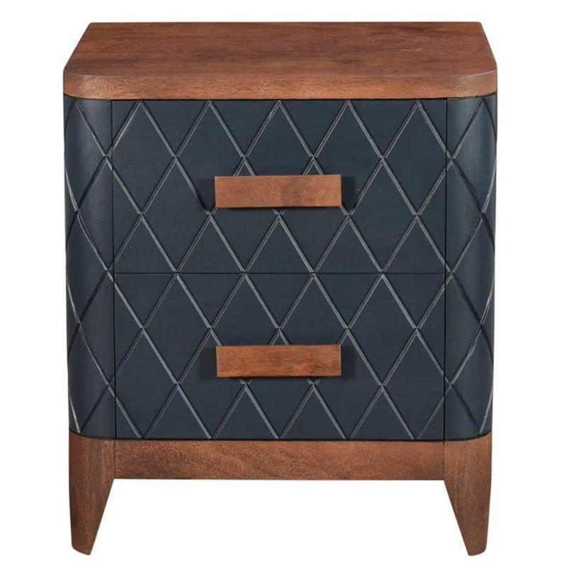 Two Tone Brown and Navy End Table Accent Cabinet with Drawers Side Tables LOOMLAN By LHIMPORTS