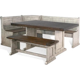 Two Tone Grey Corner Table Breakfast Nook Set Storage