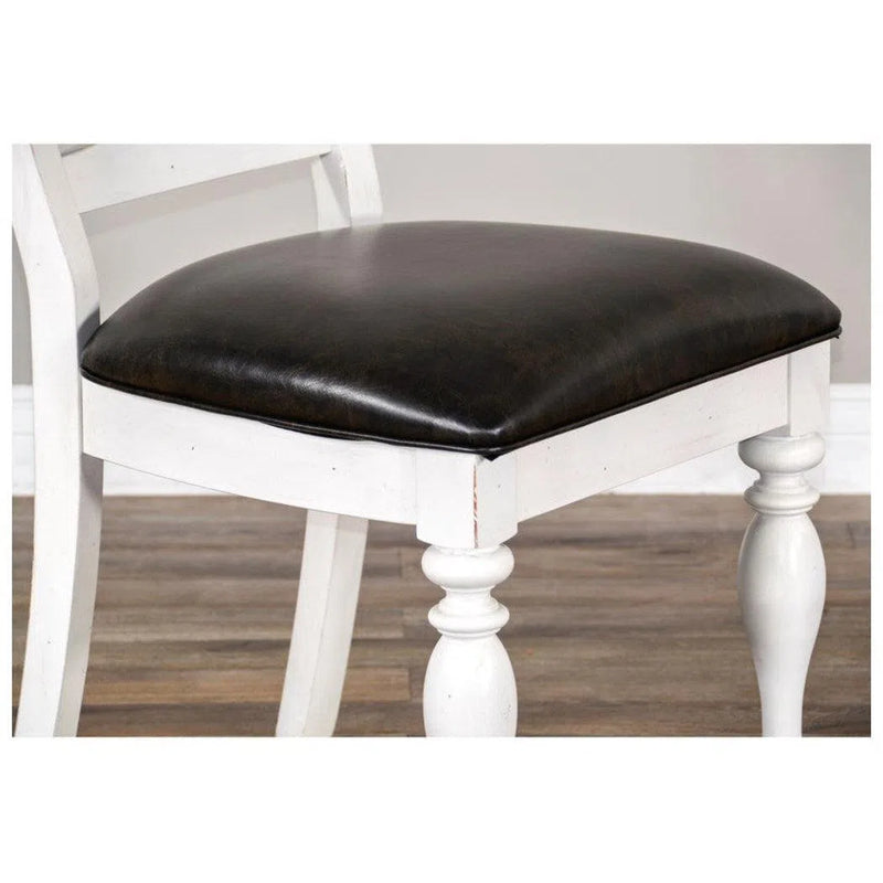 Two Tone Ladderback Counter Height Leather Seat Counter Stools LOOMLAN By Sunny D