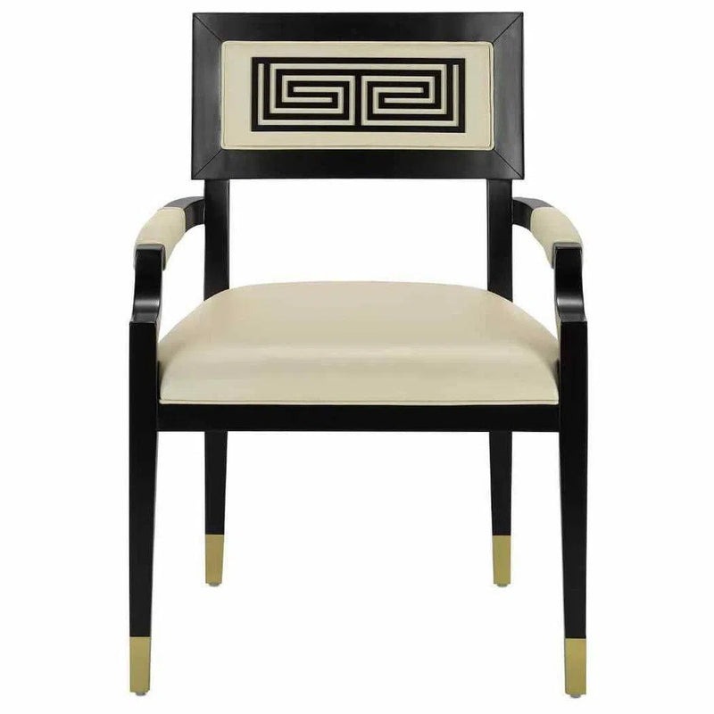 Two Tone Leather Dining Chair White and Black Barry Goralnick Club Chairs LOOMLAN By Currey & Co
