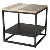 Two-Tone Square Side Table With Shelves Wood Top With Base Side Tables LOOMLAN By LHIMPORTS