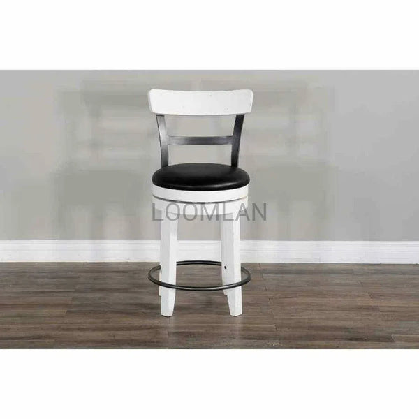 Two Tone Swivel Counter Height Chair Black Leather Seat Counter Stools LOOMLAN By Sunny D