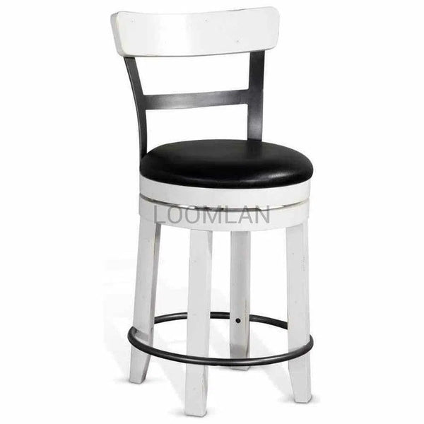 Two Tone Swivel Counter Height Chair Black Leather Seat Counter Stools LOOMLAN By Sunny D