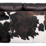 Western Style Leather & Hair On Hide Sofa Dark Brown Marshal Sofas & Loveseats LOOMLAN By Uptown Sebastian