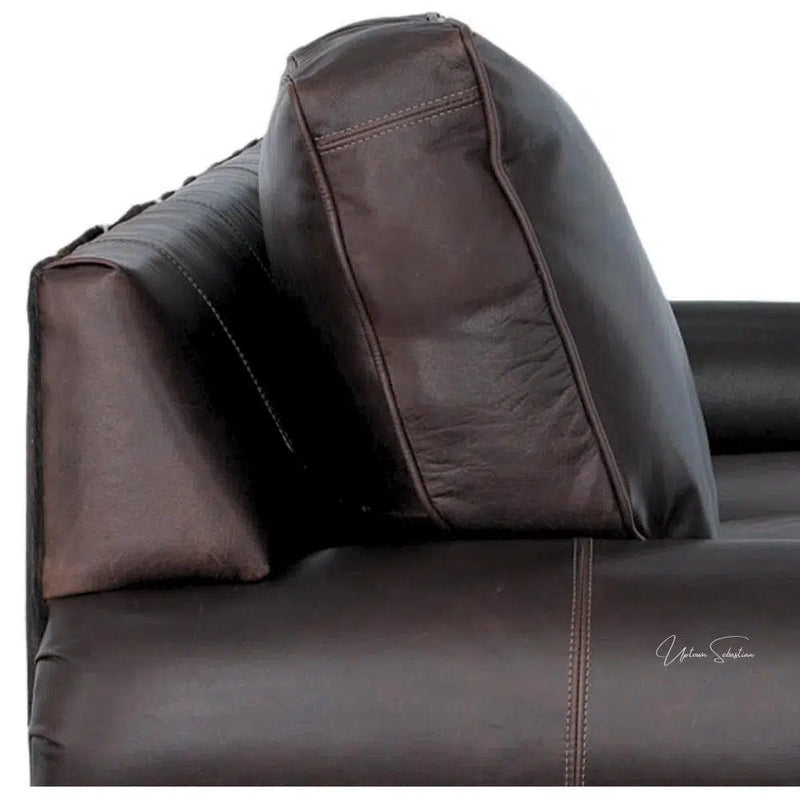 Western Style Leather & Hair On Hide Sofa Dark Brown Marshal Sofas & Loveseats LOOMLAN By Uptown Sebastian