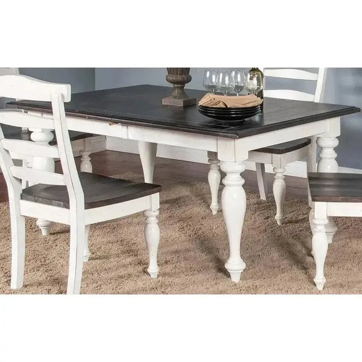 Two Tone White Extendable Dining Table-Dining Tables-Sunny D-LOOMLAN
