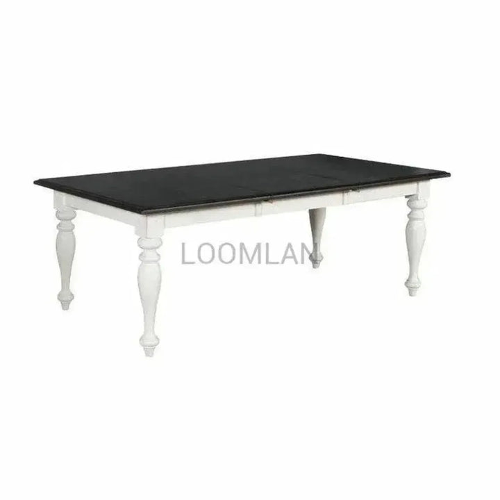 Two Tone White Extendable Dining Table-Dining Tables-Sunny D-LOOMLAN