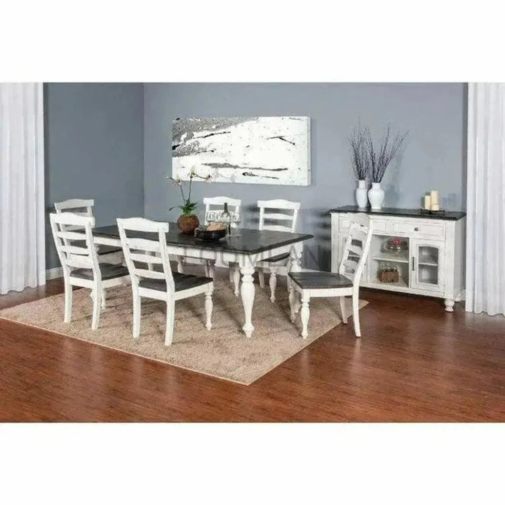 Two Tone White Extendable Dining Table-Dining Tables-Sunny D-LOOMLAN