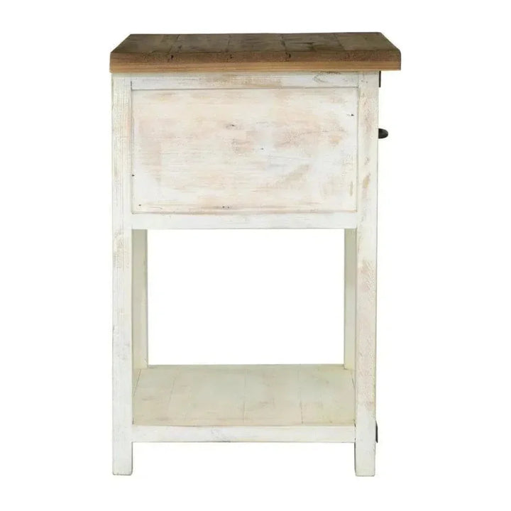 Two - Tone White Reclaimed Wood Provence Nightstand - LOOMLAN - LH Imports - Nightstands