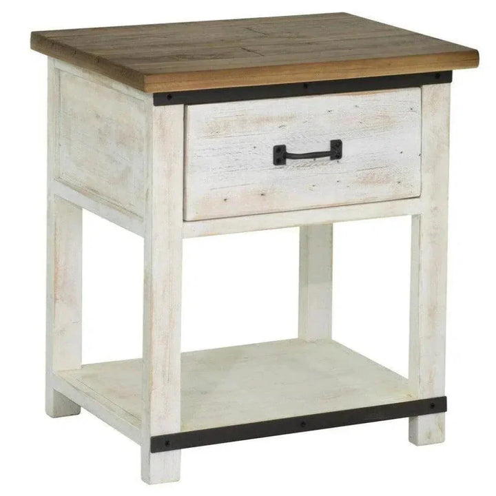 Two - Tone White Reclaimed Wood Provence Nightstand - LOOMLAN - LH Imports - Nightstands