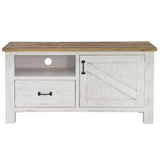 Two Tone White TV Stand With Drawers and Shelves Small Media Console TV Stands & Media Centers LOOMLAN By LHIMPORTS