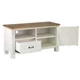 Two Tone White TV Stand With Drawers and Shelves Small Media Console TV Stands & Media Centers LOOMLAN By LHIMPORTS